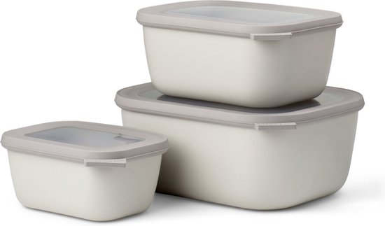 Mepal - Multikom Cirqula vershouddoos set - 750 + 1500 + 3000 ml - Rechthoekig - Nordic white