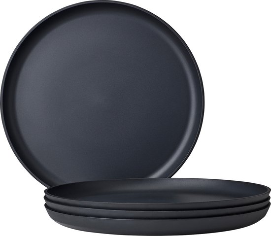 Mepal plat bord Silueta - 4 stuks - Dinerborden - Nordic black