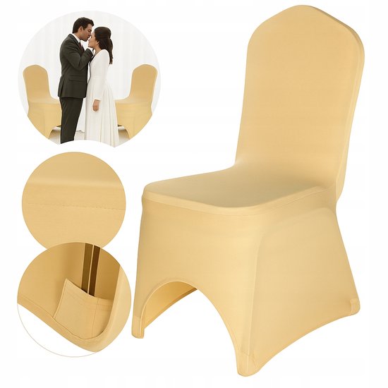 Merkloos - Spandex Stoelbeschermer - Ecru - Elastisch - Voor Banketstoelen van Merkloos