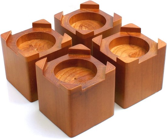 Meubelverhogers 4-delige set van echt hout - Tafelverhogers en Bedverhogers van Merkloos