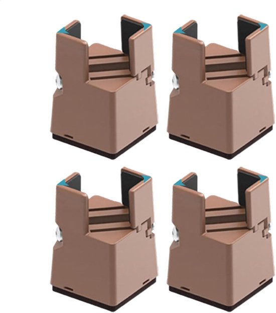 Meubelverhogers - Poten lifters - Meubels verhogen - Stevig metaal - Verhoogt 5cm - Bruin