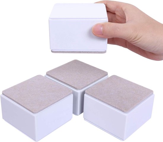 Meubelverhogers Set - Bed Lift - Meubels Verhogen - Zelfklevend Koolstofstaal - 5 cm Hoogte - Wit