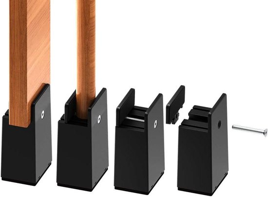 Meubelverhogers - Stoelverhogers - Extra Hoogte Creëren - Verstelbare Schroefklem - 4 stuks 10cm - Zwart
