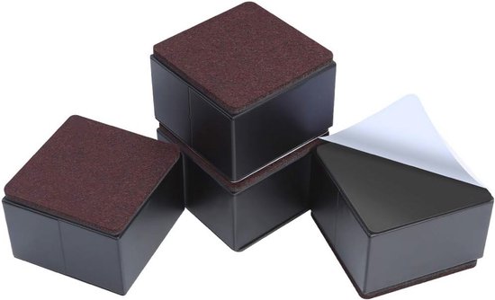 Meubelverhogers voor Bedden en Banken - 8 cm Hoogte Toevoeging, Zware Kwaliteit, Vierkant, Zwart van Merkloos