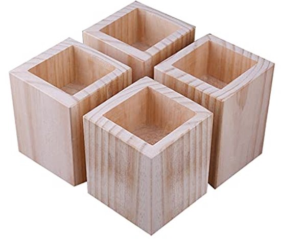 Meubelverhogers voor Tafel en Bed - 4 Stuks Houten Verhogers (5 x 5 x 5 cm) van Merkloos