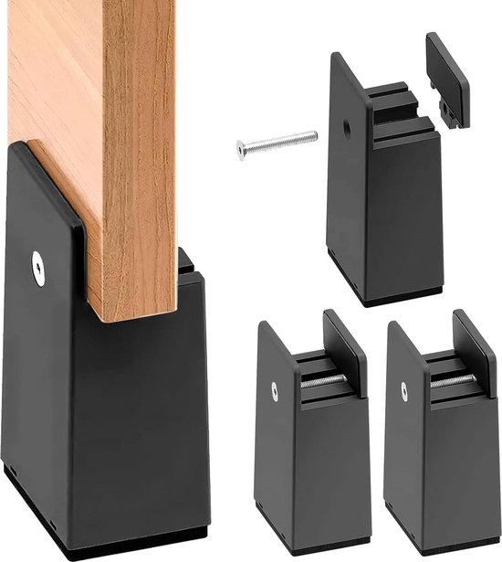 Meubelverhoging 10 cm - Verstelbare tafelverhoging met schroefklem Stoelverhoger - Bedverhoger voor 10-37 mm breedte Vierkante Meubelverhogingen - Tafelverhoger - Bedverhoger van HDCPLEX