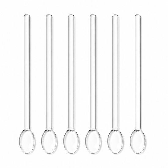 Mevaz Glazen Lepels Set van 6 – Transparante Koffielepels – Lange Dessertlepels – Roerlepels voor Koffie, Thee, IJs & Gebak – Luxe Design