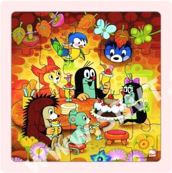 mevrouw Mol en taart - Houten puzzel 20 stukjes steekpuzzel legpuzzel Mole en vriendjes kleine Mol van Mevrouw Mol