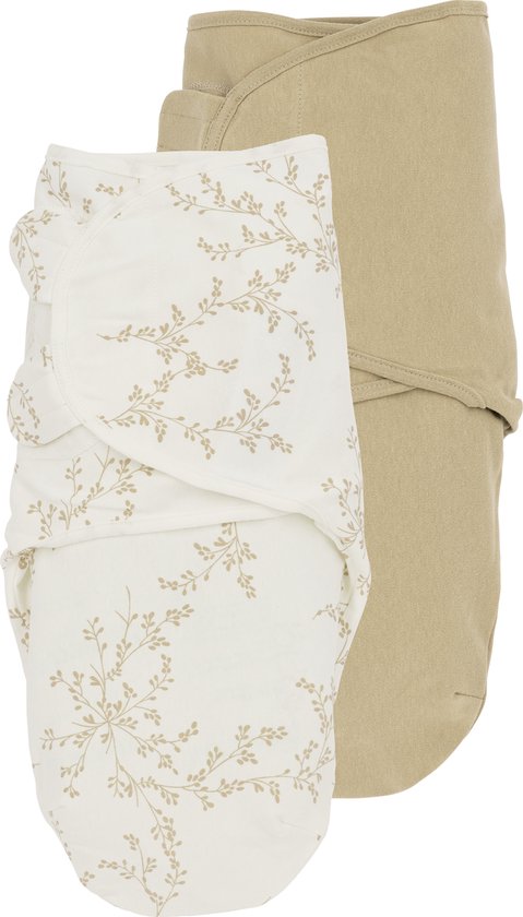 Meyco Baby Branches/Uni swaddlemeyco inbakerdoek - 2-pack - sand - 0-3 maanden - 1.0 TOG van Meyco Baby