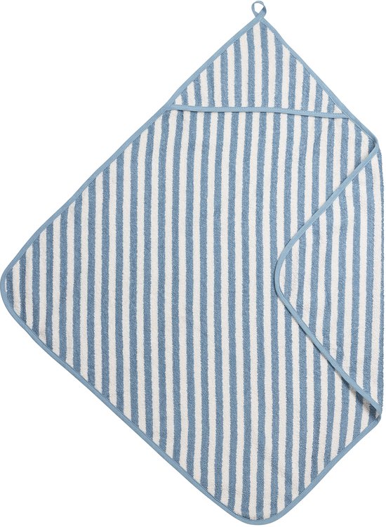 Meyco Baby Fat Stripe Badcape - Jacquard Badstof - Jeans Blue - 75x75cm