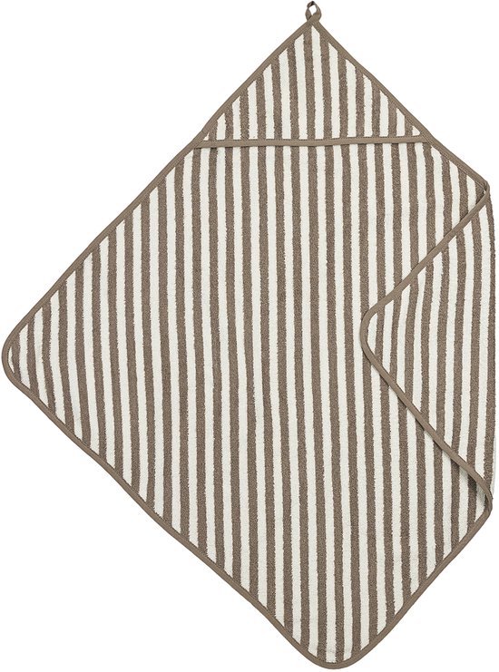 Meyco Baby Fat Stripe Badcape - Jacquard Badstof - Taupe - 75x75cm van Merkloos