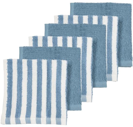 Meyco Baby Fat Stripe Monddoekjes - 6-pack - Jacquard Badstof - Jeans Blue - 30x30cm van Meyco Baby