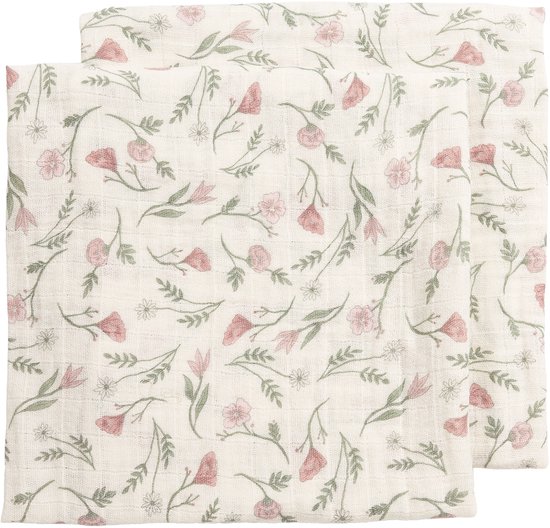 Meyco Baby Flower Pre-washed Hydrofiele Doeken - 2-pack - Pre-washed Hydrofiel - Multicolour - 70x70cm van Merkloos