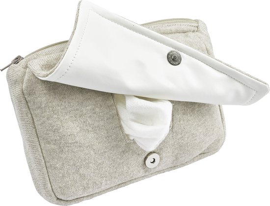 Meyco Baby Knit Basic billendoekjesetui - sand melange van Meyco