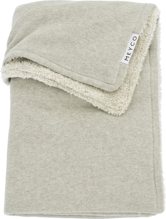 Meyco Baby Knit Basic teddy ledikant deken - sand melange - 100x150cm van Meyco