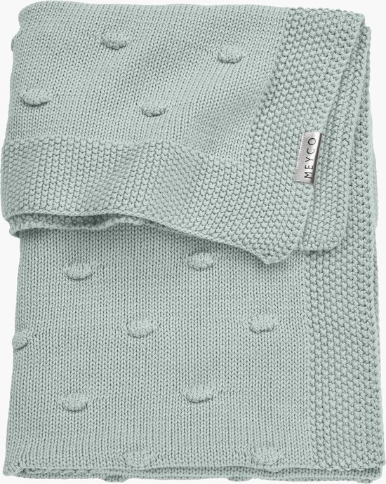 Meyco Baby Knots wiegdeken - stone green - 75x100cm van Meyco