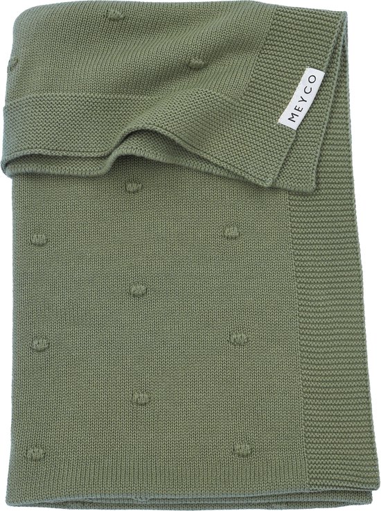 Meyco Baby Mini Knots ledikant deken - forest green - 100x150cm van Meyco