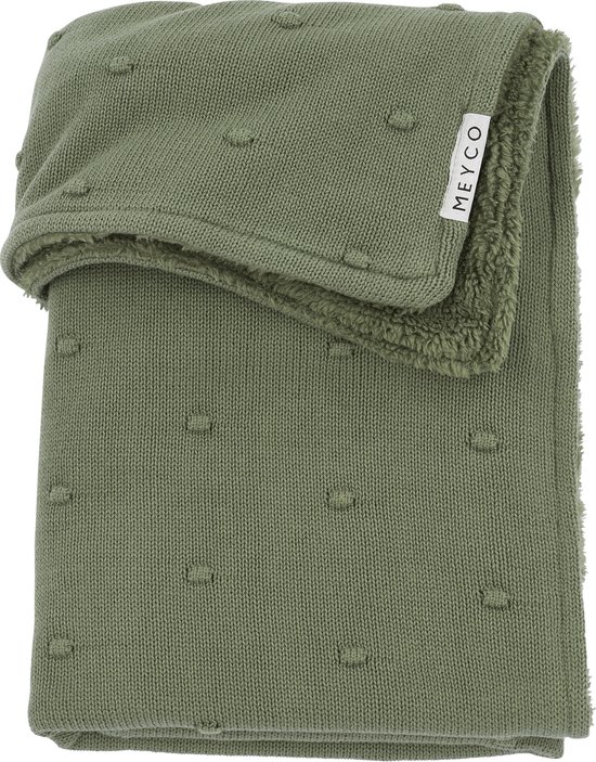 Meyco Baby Mini Knots teddy ledikant deken - forest green - 100x150cm - 2.0 TOG