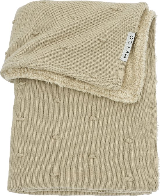 Meyco Baby Mini Knots teddy ledikant deken - sand - 100x150cm van Meyco
