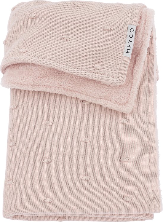 Meyco Baby Mini Knots teddy ledikant deken - soft pink - 100x150cm - 2.0 TOG