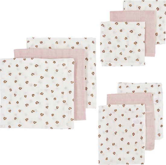 Meyco Baby Mini Panther starterset - 9-pack - hydrofiel - soft pink van Meyco
