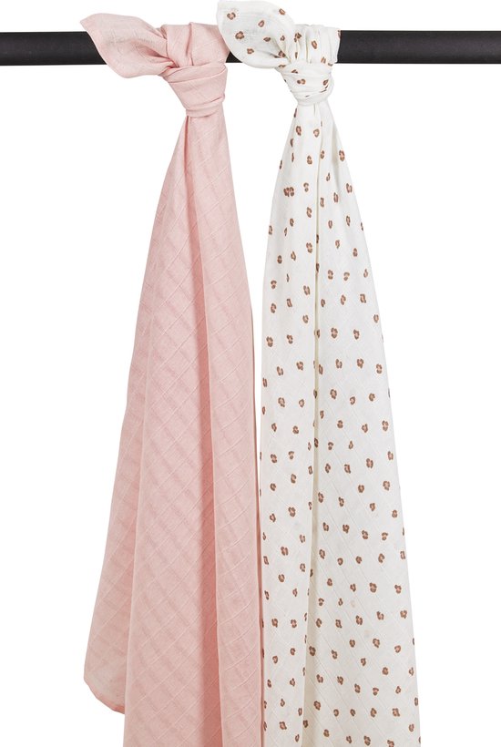 Meyco Baby Mini Panther swaddle - 2-pack - hydrofiel - soft pink - 120x120cm van Meyco