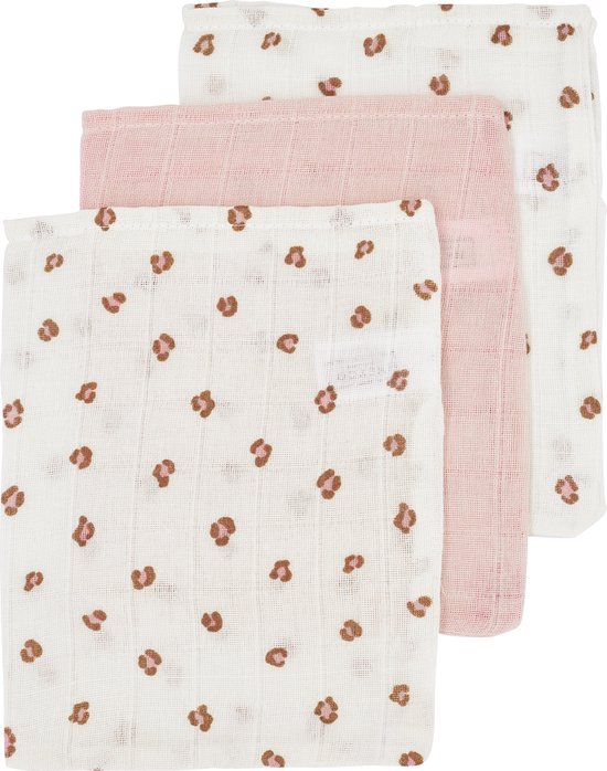 Meyco Baby Mini Panther washandjes - 3-pack - hydrofiel - soft pink - 20x17cm van Meyco