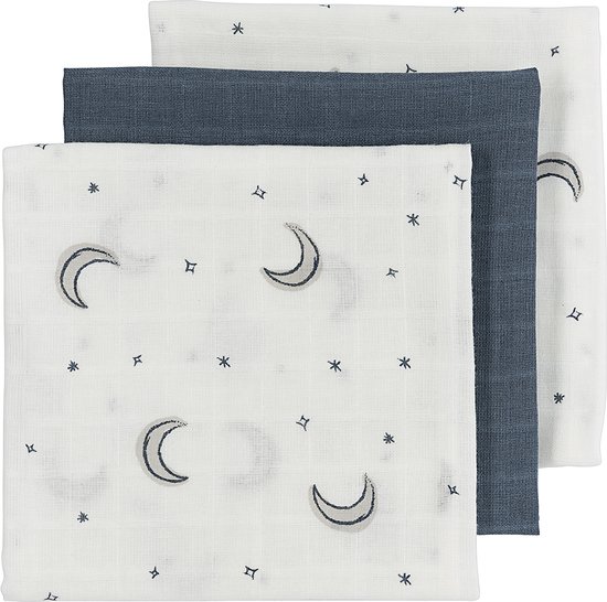 Meyco Baby Moon hydrofiele doeken - 3-pack - indigo - 70x70cm van Meyco Baby