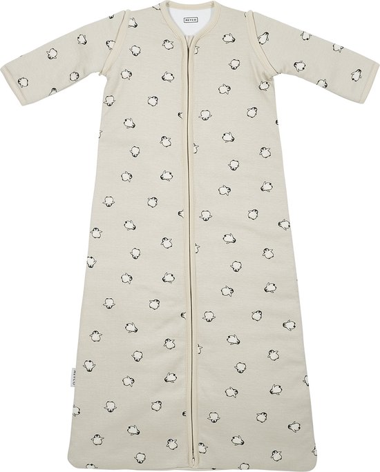 Meyco Baby Penguin baby slaapzak met afritsbare mouwen - soft sand - 70cm van Meyco