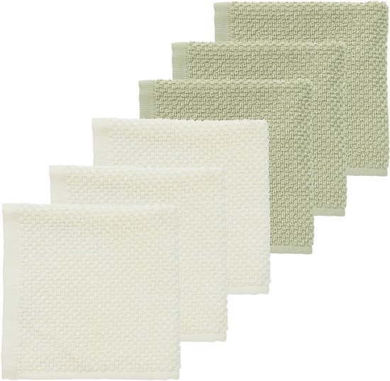 Meyco Baby Popcorn Monddoekjes - 6 Stuks - 30 x 30 cm - Naturel/Soft Olive van Merkloos