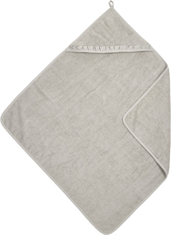 Meyco Baby Ruffle badcape - badstof - greige - 80x80cm van Merkloos