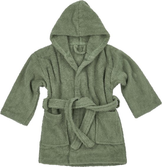 Meyco Baby Uni badjas - badstof - forest green - 86/92 van Merkloos