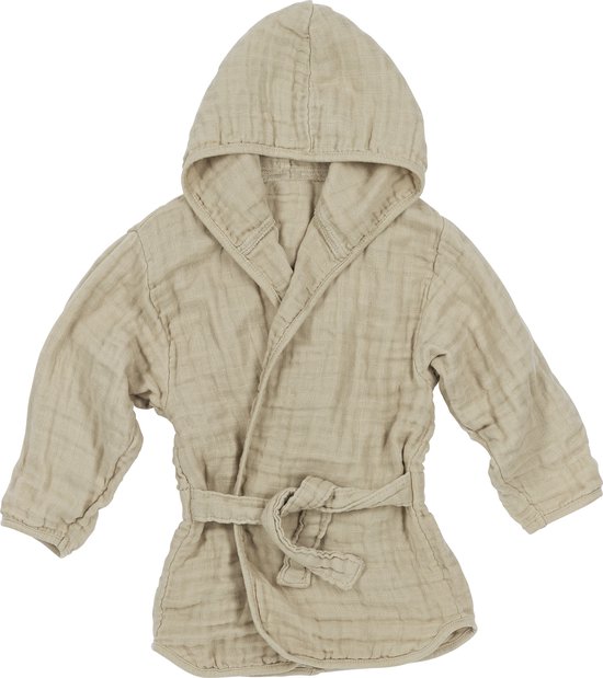 Meyco Baby Uni badjas - pre-washed hydrofiel - sand - 98/104 van Meyco