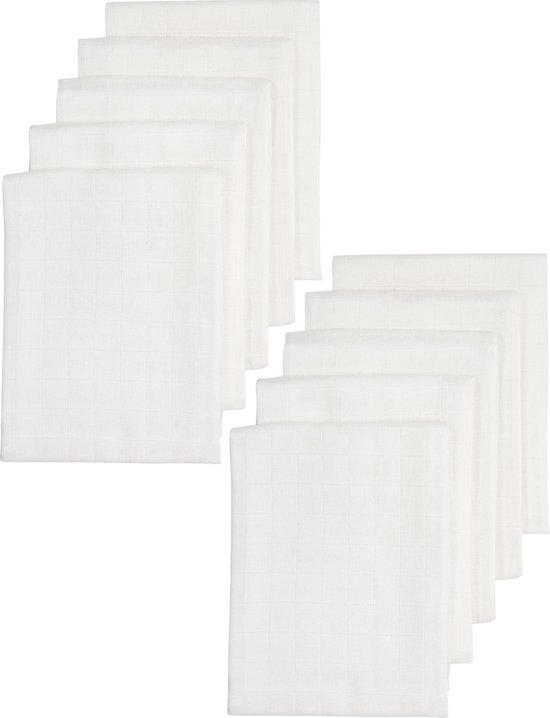 Meyco Baby Uni hydrofiele doeken - 10-pack - biologisch - white - 80x80 cm van Meyco
