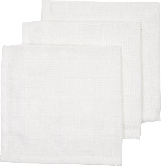 Meyco Baby Uni monddoekjes - 3-pack - hydrofiel - white - 30x30cm van Meyco