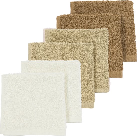 Meyco Baby Uni monddoekjes - 6-pack - badstof - offwhite/sand/toffee - 30x30cm van Meyco Baby