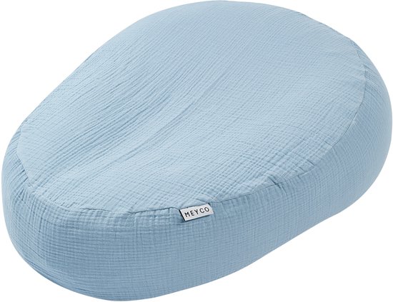 Meyco Baby Uni Relaxhoes Voor Voedingskussen - Pre-washed Hydrofiel - Jeans Blue van Merkloos