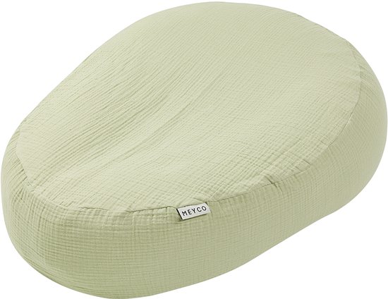 Meyco Baby Uni relaxhoes voor voedingskussen - pre-washed hydrofiel - soft olive van Meyco