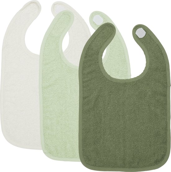 Meyco Baby Uni slab - 3-pack - badstof - offwhite/soft green/forest green van Meyco Baby