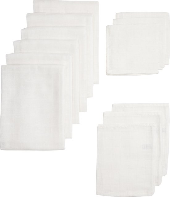 Meyco Baby Uni starterset - 12-pack - hydrofiel - white van Meyco