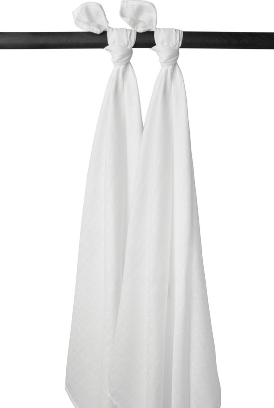 Meyco Baby Uni swaddle - 2-pack - hydrofiel - white - 120x120cm van Meyco