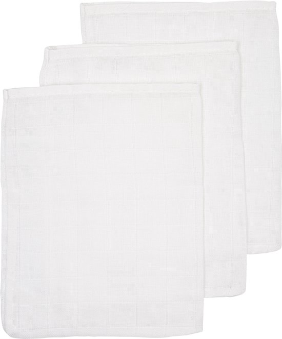 Meyco Baby Uni washandjes - 3-pack - hydrofiel - white - 20x17cm van Meyco Baby