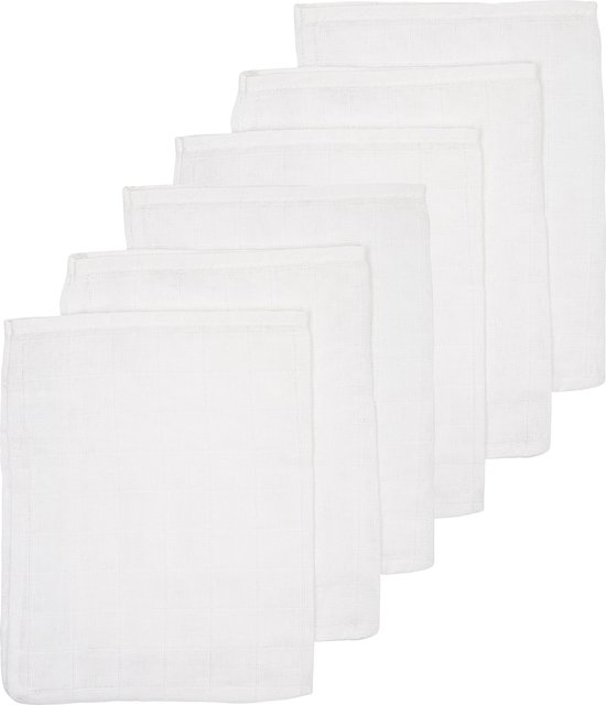 Meyco Baby Uni washandjes - 6-pack - hydrofiel - white - 20x17cm van Meyco