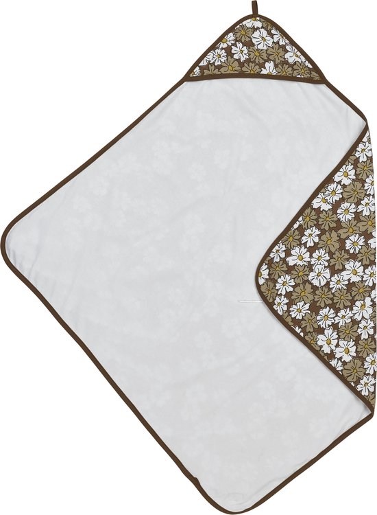 Meyco Baby Vintage Flower badcape - chocolate - 90x90cm van Meyco