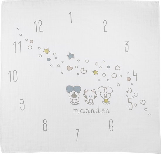 Meyco Baby Woezel & Pip swaddle - hydrofiel - multicolour - 120x120cm