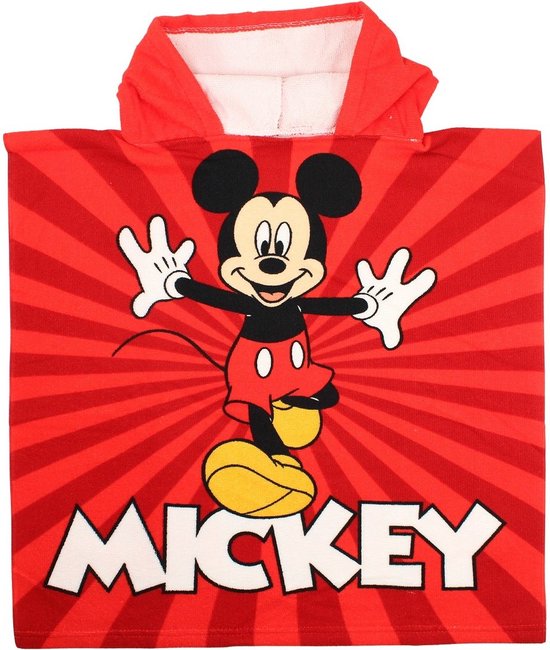 Mickey Mouse badponcho sneldrogend 50x100 rood van Mi