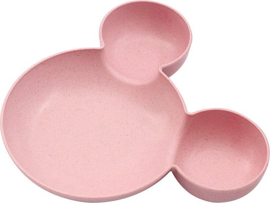 Mickey Mouse Kinderservies-Baby Bord-Kinderbordje-Duurzaam-Eco Friendly-Tarwe-Roze-1 stuk van Mi