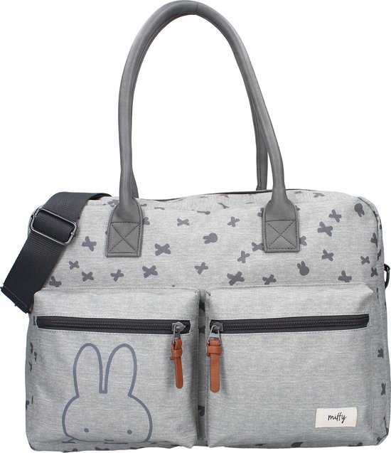 Miffy Care Chase Your Dreams - Luiertas - Grijs - Baby - Verschoonmatje - Verstelbare Schouderband - Ophanglussen Kinderwagen - Nijntje van Merkloos