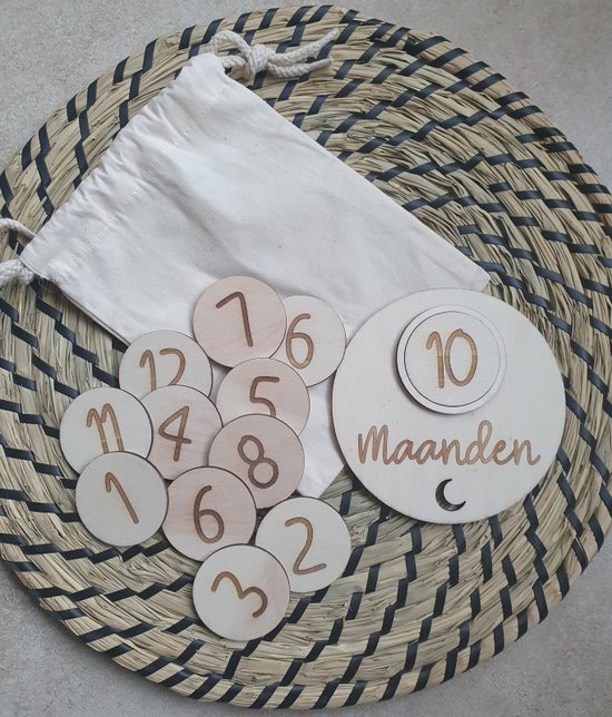 Mijlpaalcirkel met schijfjes - Mijlpalen - Mijlpaalkaarten - Mijlpaaldeken - Mijlpaal Cirkels met cijferschijfjes - Baby - Geboorte - Babyshower - Kraamcadeau van Mi
