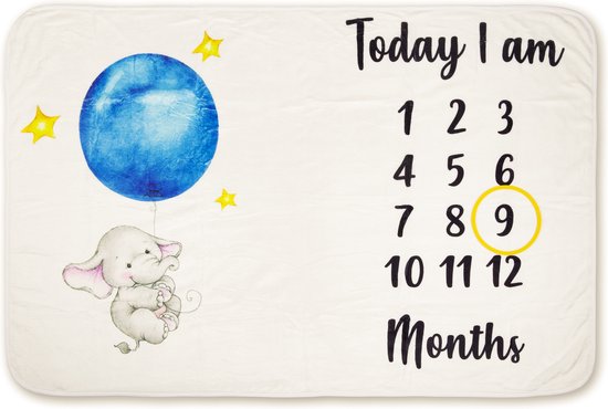 Mijlpaaldeken Ballon - mijlpaalkaart - milestone - kraamcadeau - babykleed - baby dekentje - fleece - kraamcadeau - baby shower - geboorte - cadeau - speelkleed - foto baby - herinnering - baby cadeau - kerstcadeau - foto herinnering - baby geschenk van Mi